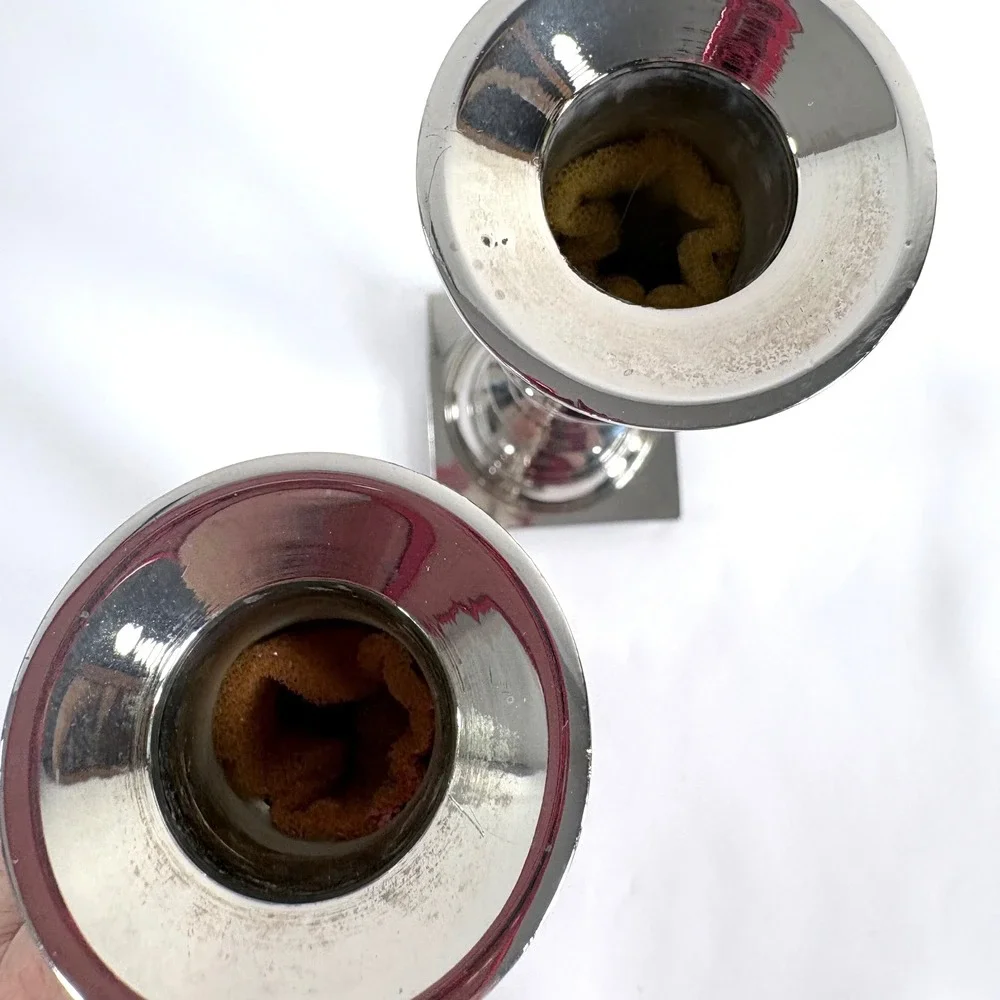 Vintage LouisXVI Style Candlesticks Silver Plated Brass 9